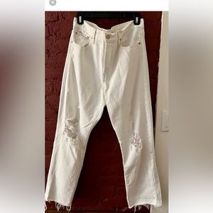 White Ripped Levi’s Wedgie Straight Leg Jeans, Size 31